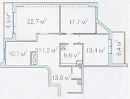 План трехкомнатной квартиры до перепланировки